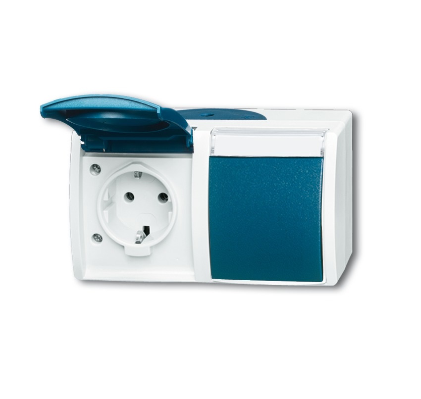 Busch-Jaeger Presa Schuko 2f. Orizzontale 20/2 EWN-53 Oceanica con Clip di Messa a Terra