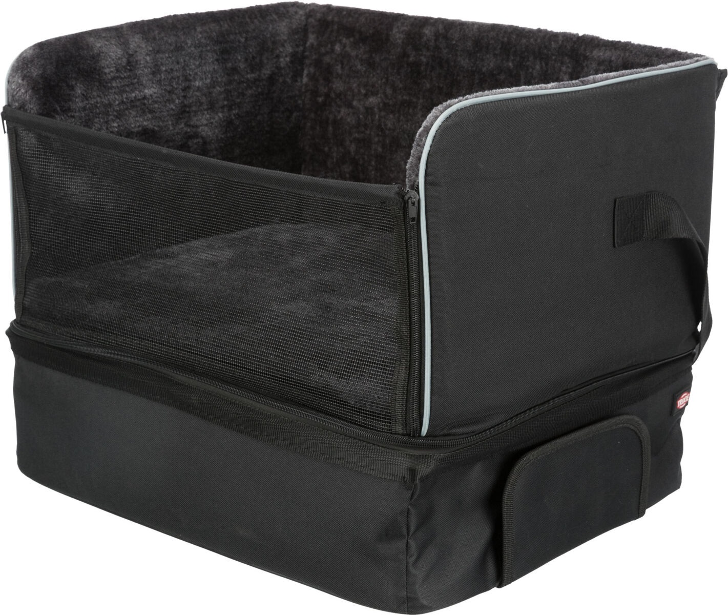 TRIXIE Seggiolino Auto per Cani Nero - 45 x 38 x 37 cm, Nylon con Imbottitura Morbida, Fissaggio Sicuro e Funzione Cuccia da Viaggio