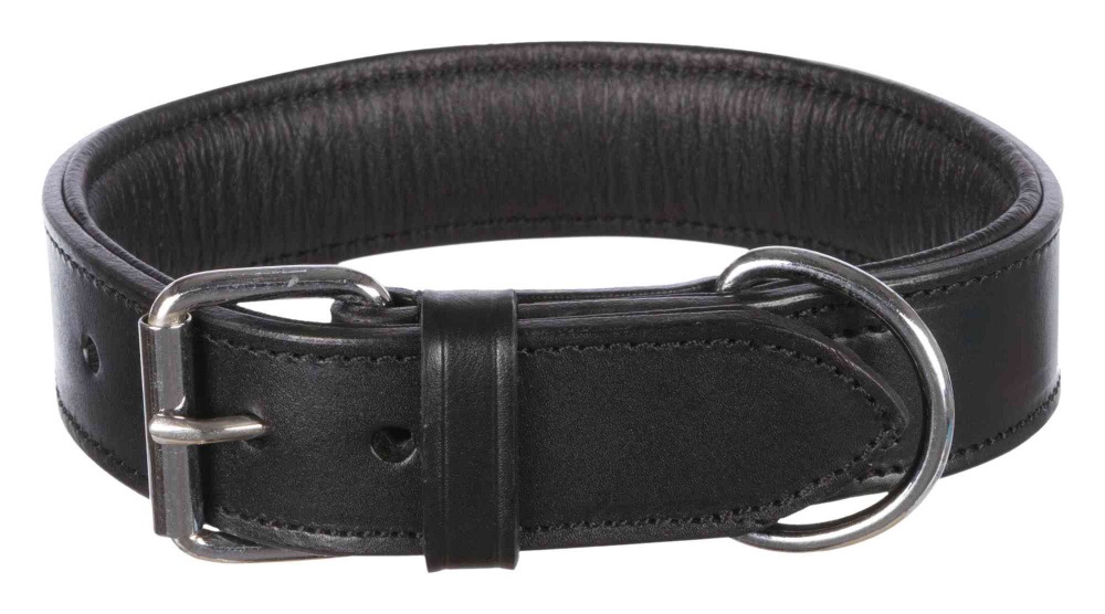 Trixie 1847 Active Collare per Cani in Vera Pelle Nero, Taglia M (38-47 cm, 40 mm), Resistente e Antistrappo