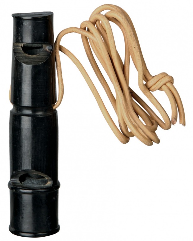 Trixie Fischietto in Corno di Bufalo 9 cm - Doppio Tono per Addestramento e Caccia con Laccio in Pelle