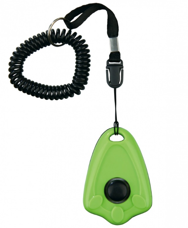 Trixie Clicker con Pulsante - Nero e Verde, Plastica Universale per Addestramento di Cani, Gatti e Conigli