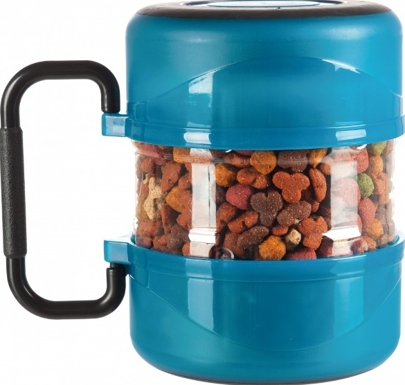 TRIXIE Set da Viaggio per Cani - Contenitore 2L e 2 Ciotole Antiscivolo 0,75L, Plastica Blu