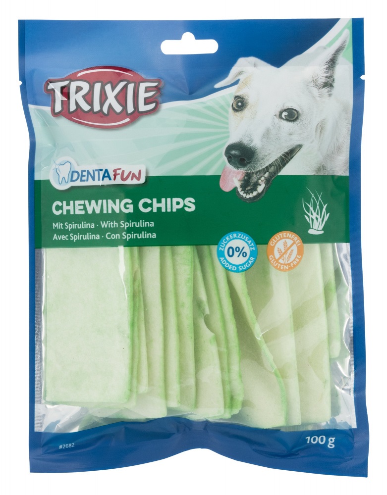 TRIXIE Chips da Masticare con Alga Spirulina - Snack per Cani 100 g, Pelle di Bovino, Rafforza il Sistema Immunitario