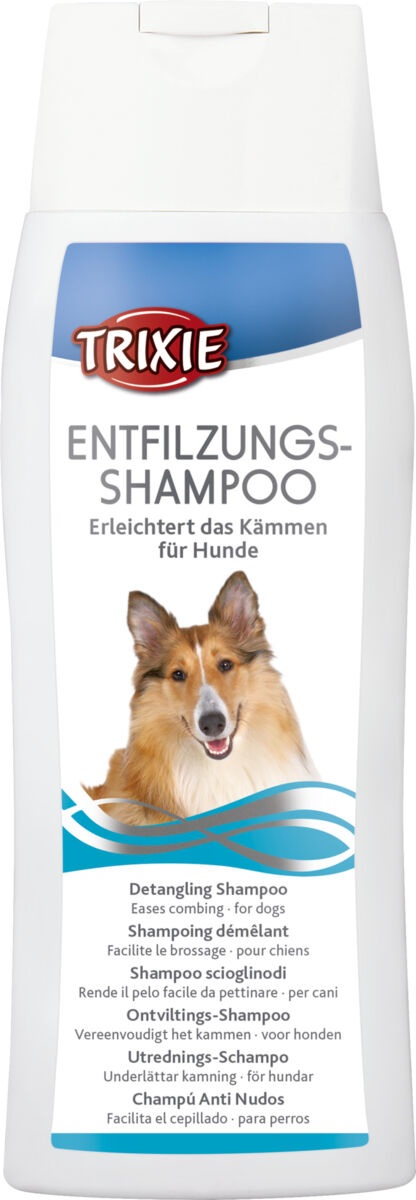 TRIXIE Shampoo Districante Scioglinodi per Cani 250 ml - Con Olio di Jojoba, Ideale per Pelo Lungo