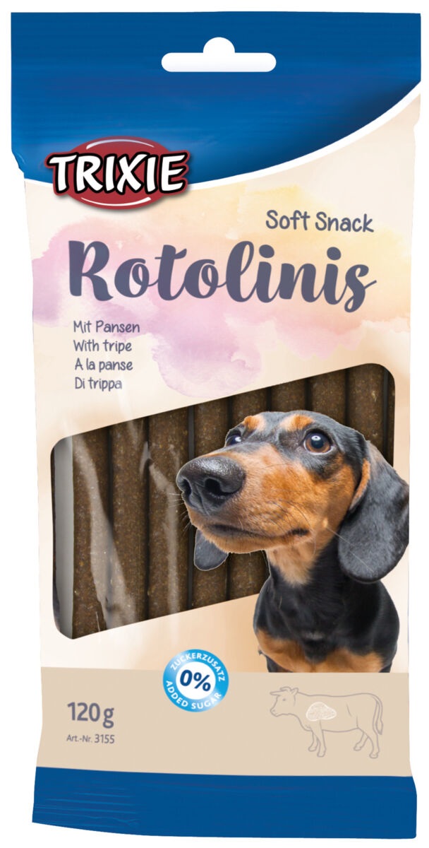 Trixie Rotolinis Snack per Cani al Gusto di Trippa - 120 gr, 12 Pz, Senza Zuccheri Aggiunti