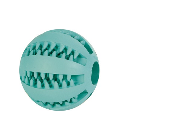 TRIXIE Denta Fun Palla da Baseball 7 cm - Gomma Naturale al Gusto di Menta, Massaggia Gengive e Pulisce Denti