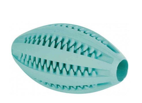 TRIXIE Palla da Rugby Denta Fun in Gomma Naturale al Gusto di Menta - 11 cm