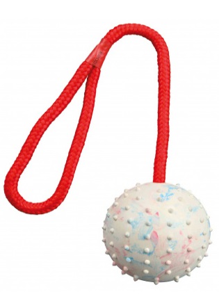 Trixie Palla con Corda in Gomma Naturale - Diametro 7/30 cm, Gioco Interattivo per Cani, Colori Assortiti