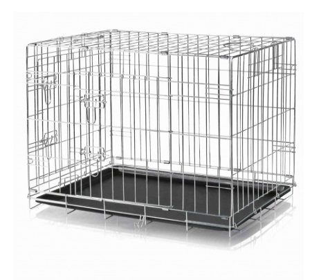 TRIXIE Gabbia da Trasporto Pieghevole in Metallo Zincato per Cani - 2 Porte (Frontale e Laterale) - Dimensioni 78 x 62 x 55 cm
