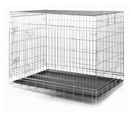 TRIXIE Gabbia da Trasporto per Cani XL - 116 x 86 x 77 cm, Metallo Zincato, Pieghevole con 2 Porte e Fondo in Plastica