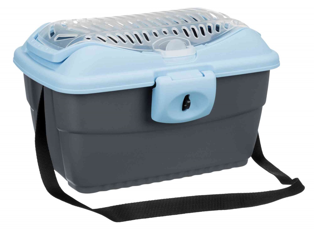 TRIXIE Trasportino Mini-Capri 40 x 22 x 30 cm - Grigio/Azzurro o Blu/Argento, con Apertura Superiore, Maniglia e Tracolla
