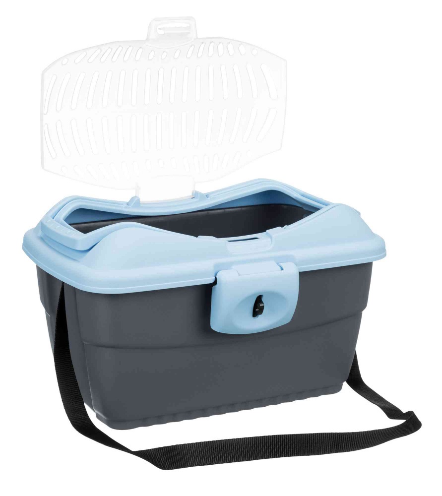 TRIXIE Trasportino Mini-Capri 40 x 22 x 30 cm - Grigio/Azzurro o Blu/Argento, con Apertura Superiore, Maniglia e Tracolla