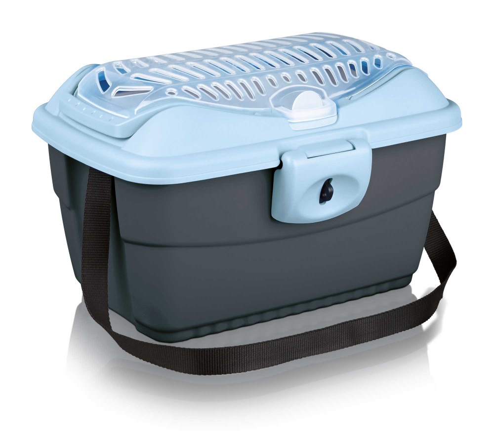 TRIXIE Trasportino Mini-Capri 40 x 22 x 30 cm - Grigio/Azzurro o Blu/Argento, con Apertura Superiore, Maniglia e Tracolla