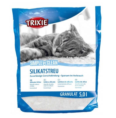 TRIXIE Lettiera Silicato Simple'n'Clean 5L - Ideale per Gatti con Allergie, Granulato Non Polveroso e Alta Assorbenza