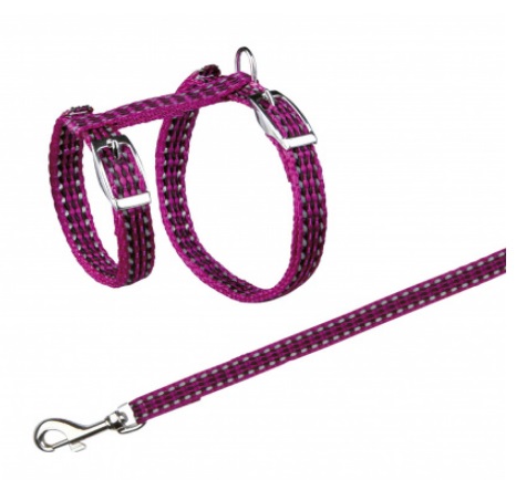 TRIXIE Parure Gatto Riflettente con Pettorina e Guinzaglio Regolabile - 22-42 cm, Lunghezza Guinzaglio 120 cm