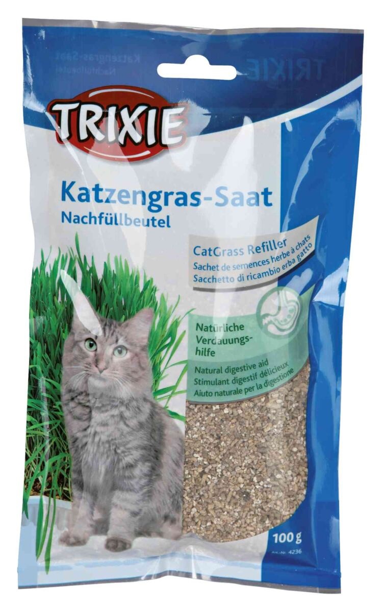 TRIXIE Erba Gatta 100 g - Sementi d'orzo da coltivare in casa, aiuto naturale per la digestione, ricca di vitamine