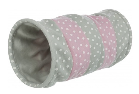 Trixie Tunnel Gioco per Gatti in Pile 50x25 cm - Grigio/Rosa con Effetto Frusciante