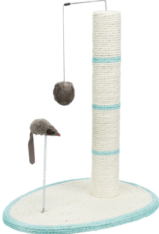 Trixie Tiragraffi Tronchetto Scratch Me - Altezza 50cm, Diametro 7cm, Rivestito in Sisal Naturale con Giochi Appesi