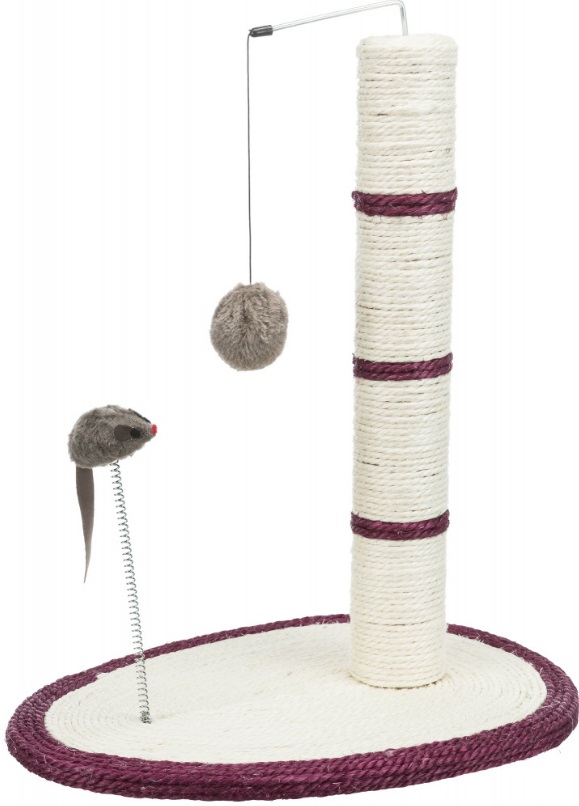 Trixie Tiragraffi Tronchetto Scratch Me - Altezza 50cm, Diametro 7cm, Rivestito in Sisal Naturale con Giochi Appesi