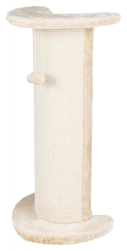 TRIXIE Tiragraffi Lorca Angolare per Gatti - Altezza 75 cm, Rivestito in Peluche e Sisal, Colore Beige, con Gioco Appeso