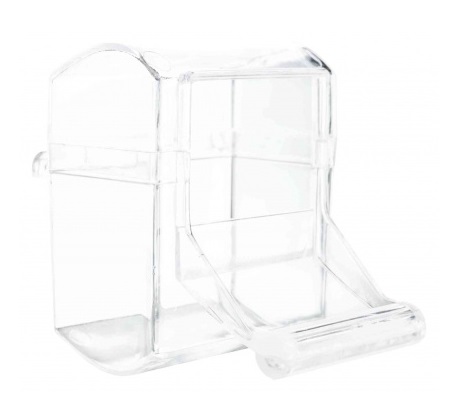 TRIXIE Mangiatoia con Posatoio per Uccelli - 70 ml, Plastica Trasparente, Coperchio Rimovibile, 7x7 cm