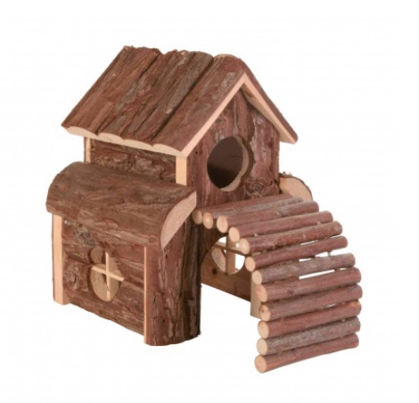Trixie Casetta Finn per Criceti e Topi - 13x20x20 cm in Legno Dolce, Due Piani, Spazio per Giocare