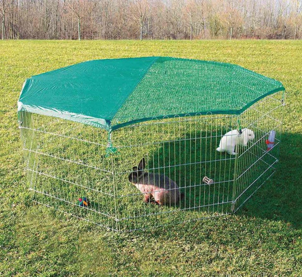 Trixie 6243 Recinto per Animali di Piccola Taglia - 8 Pannelli in Metallo Zincato 80 × 75 cm con Porta e Rete di Protezione