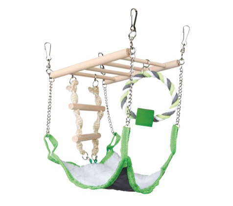 Trixie Ponte Sospeso con Amaca per Animali di Piccola Taglia - Scala in Legno e Nylon, L 17 x P 15 x H 22 cm