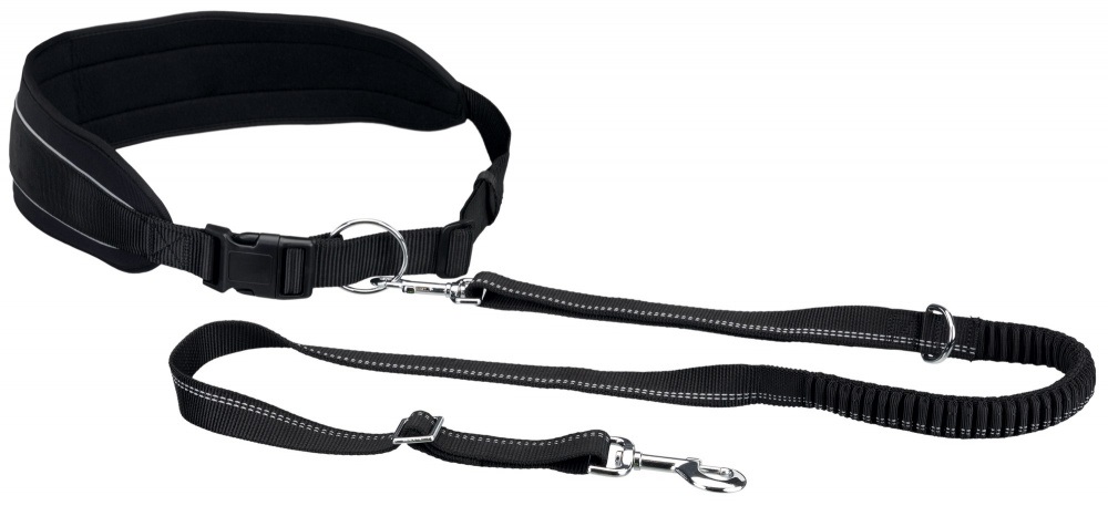TRIXIE Cintura in Vita con Guinzaglio per Cani Medi e Grandi - 75-120 cm Nero, Ideale per Jogging e Canicross