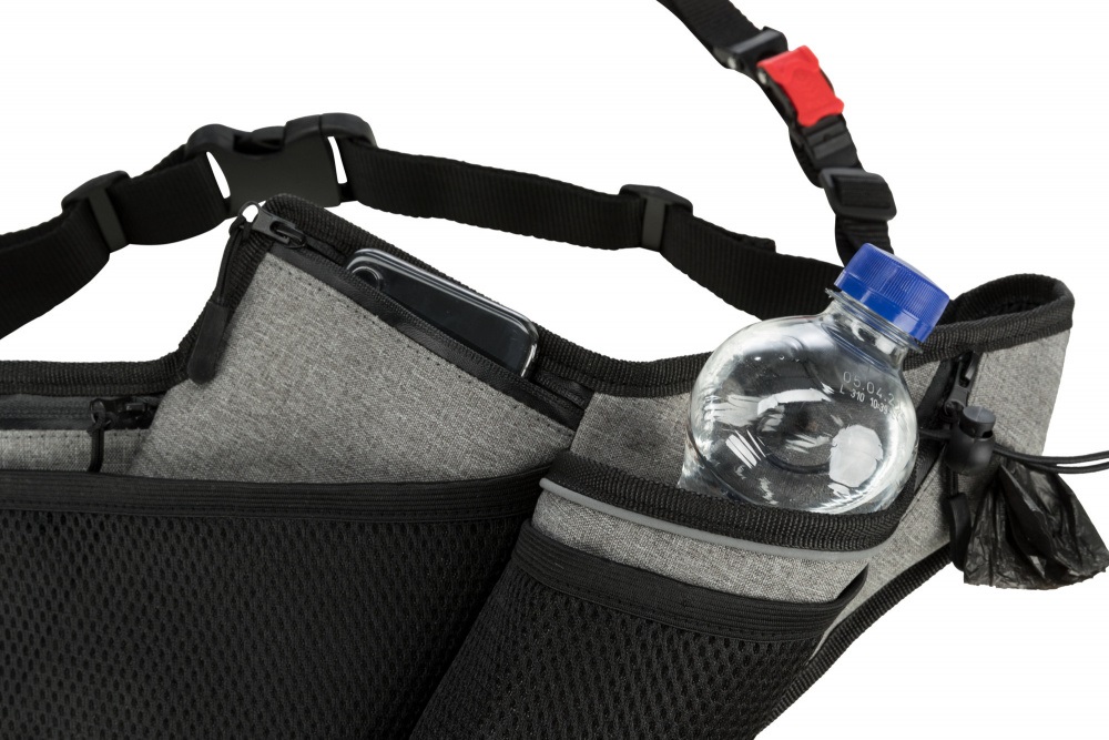 Trixie Cintura da Jogging con Guinzaglio - Regolabile 70-130 cm, Guinzaglio 115-150 cm, Grigio e Nero