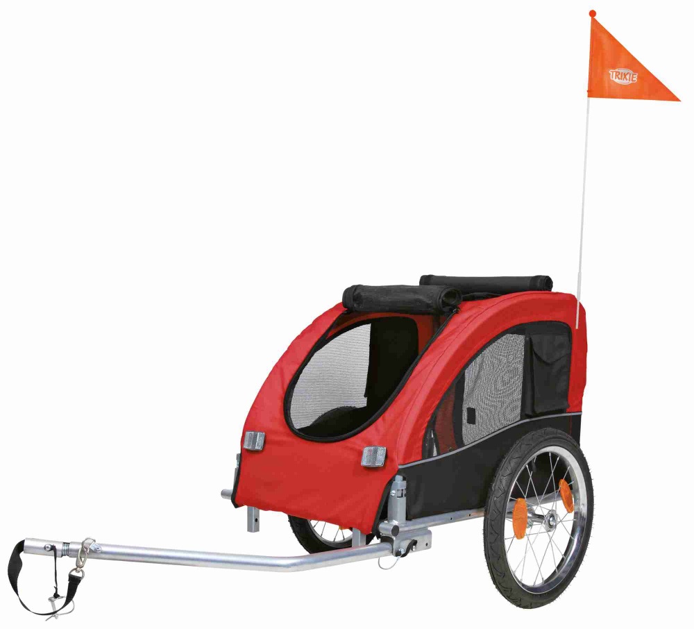 Trixie Trailer per Bicicletta per Cani - Modello Medio, 45 x 48 x 74 cm, Nylon Resistente, Struttura in Metallo, Ruote con Sistema Quick-Fix, Porte Anteriore e Posteriore