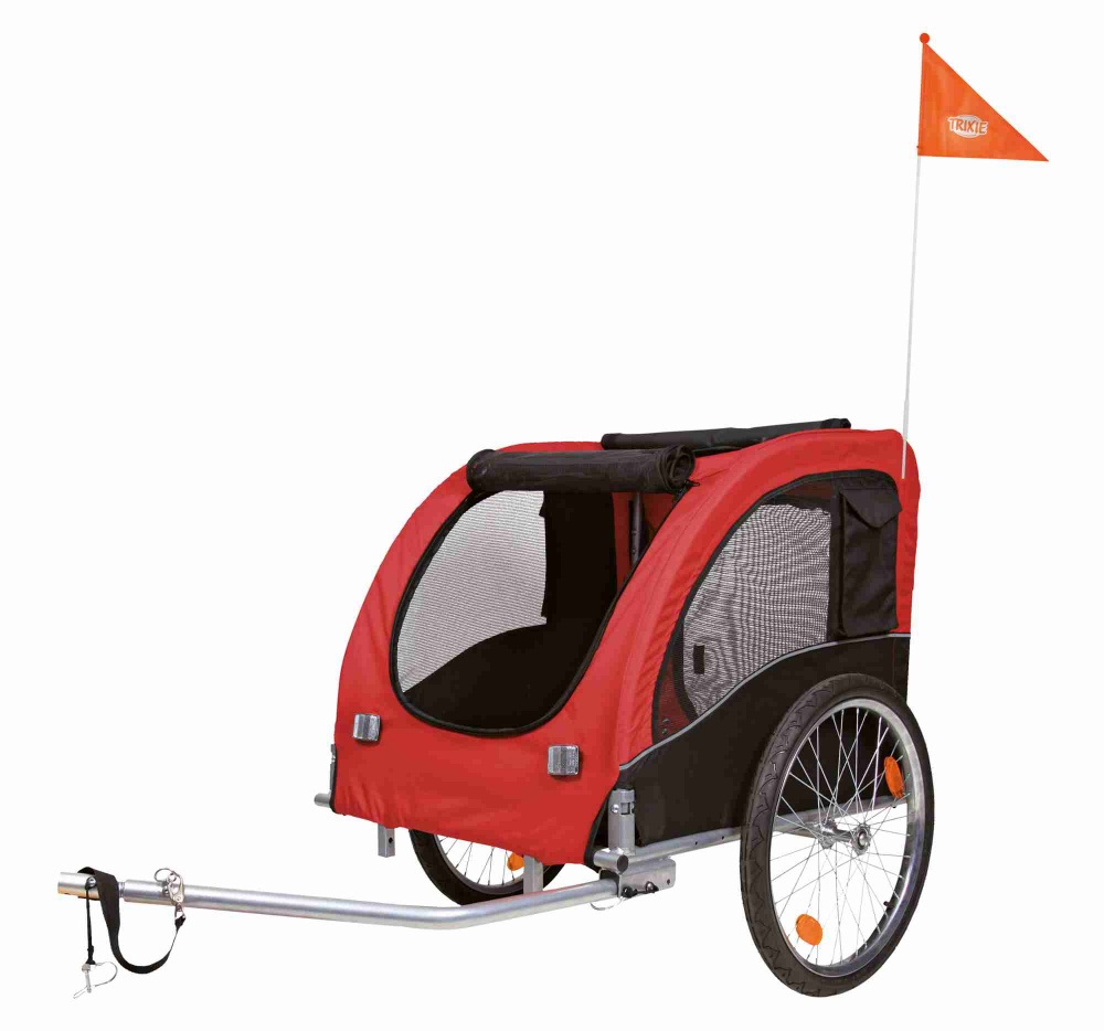 Trixie Trailer per Bicicletta Grande - Trasportino per Animali Domestici con Cinghia di Sicurezza, Piastre Riflettenti e Protezione contro Vento e Pioggia