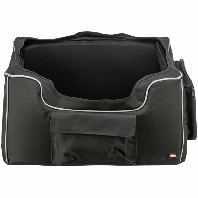 TRIXIE Seggiolino Auto Midi per Cani - L 57 x L 36 x H 37 cm, Nero, Comodo e Sicuro, Pieghevole con Tasche Esterne