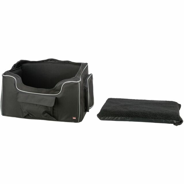 TRIXIE Seggiolino Auto Midi per Cani - L 57 x L 36 x H 37 cm, Nero, Comodo e Sicuro, Pieghevole con Tasche Esterne