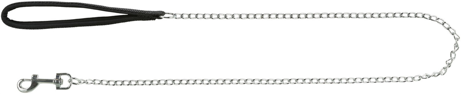 TRIXIE Guinzaglio a Catena Cromato con Maniglia Imbottita in Nylon, 1,10 m x 2 mm, Colore Nero