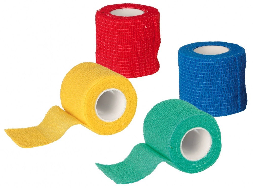 TRIXIE Benda Autoadesiva 5 cm x 4,5 m - 4 Pezzi in Blu, Verde, Rosso e Giallo
