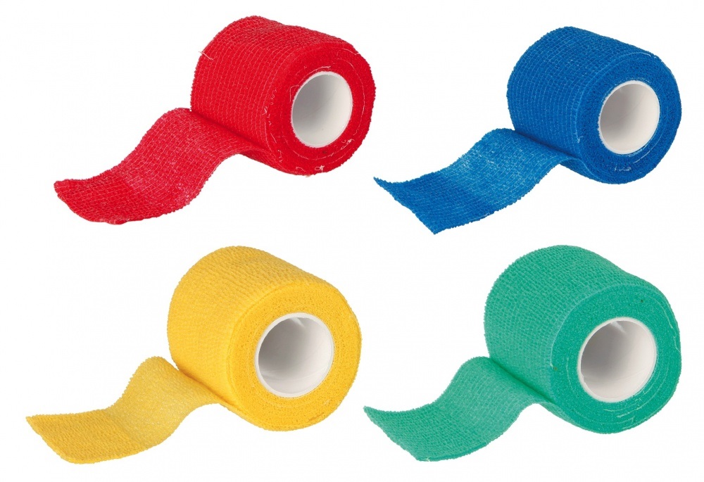 TRIXIE Benda Autoadesiva 5 cm x 4,5 m - 4 Pezzi in Blu, Verde, Rosso e Giallo