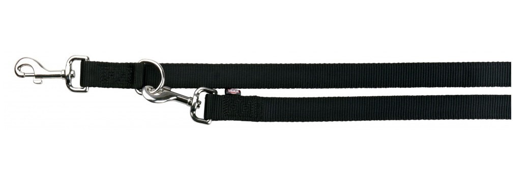 TRIXIE Premium Guinzaglio Addestramento Doppio L-XL 2m/25mm Nero - Regolabile su 3 Lunghezze