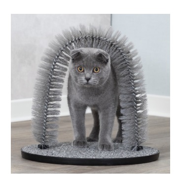 TRIXIE Gioco Arco per Massaggio e Cura del Pelo per Gatti - 36 x 33 cm - Colore Grigio