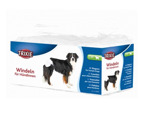 Trixie Pannolini per Cani Femmina S-M - 12 Pz, Igienici e Assorbenti per Incontinenza, Calore e Post-Operatorio