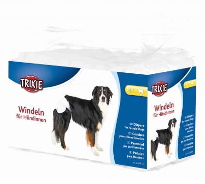 TRIXIE Pannolini per Cani Femmina M-L (36-52 cm) - 12 Pezzi, Monouso, Assorbenti, con Apertura per la Coda