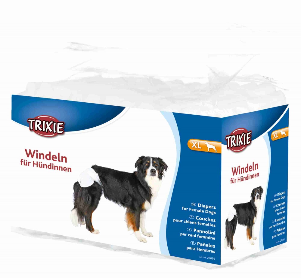 TRIXIE Pannolini per Cani Femmine XL - 12 Pezzi, Assorbenti e Con Apertura per la Coda