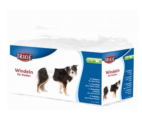Trixie Pannolini a Fascia per Cani Maschi S-M (30-46 cm) - 12 Pezzi, Alta Assorbenza e Buona Vestibilità