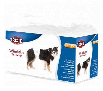 Trixie Pannolini a Fascia per Cani Maschi L-XL - 12 Pezzi, 60-80 cm, Alta Assorbenza e Buona Vestibilità