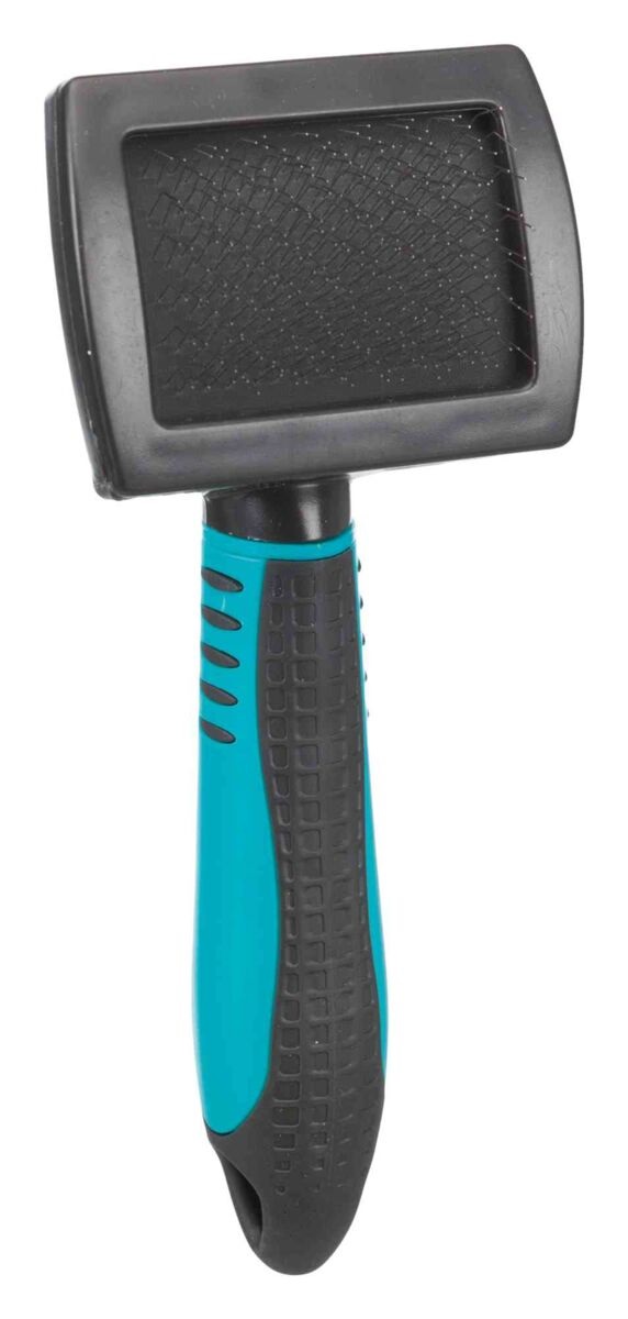 TRIXIE Spazzola Morbida per Cani e Gatti - 7 x 16 cm, Setole in Metallo Morbido, Manico Gommato