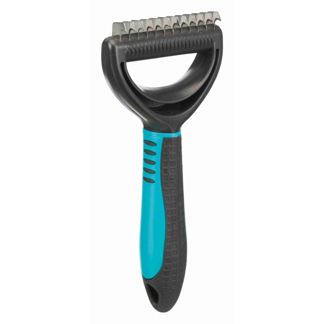 Trixie 24243 Spazzola Universale per Cani di Taglia Grande, 7 x 18 cm, Nero/Blu - Districa e Sfoltisci il Pelo con Manico Antiscivolo