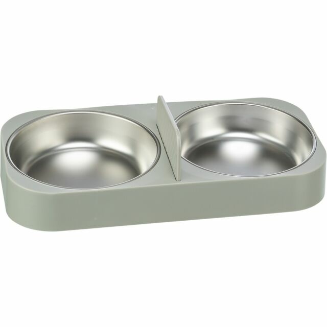 Trixie Mangiatoia Doppia in Acciaio Inox e Plastica 500 ml - Multicolore, Dimensioni 32 x 5 x 16 cm