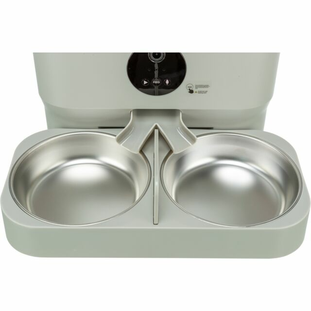 Trixie Mangiatoia Doppia in Acciaio Inox e Plastica 500 ml - Multicolore, Dimensioni 32 x 5 x 16 cm
