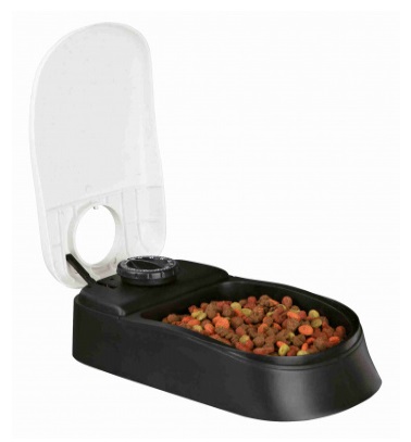 TRIXIE Distributore Automatico di Cibo TX1 - 300 ml, Timer Programmabile fino a 48 Ore, Adatto per Cani e Gatti, Colore Antracite/Nero
