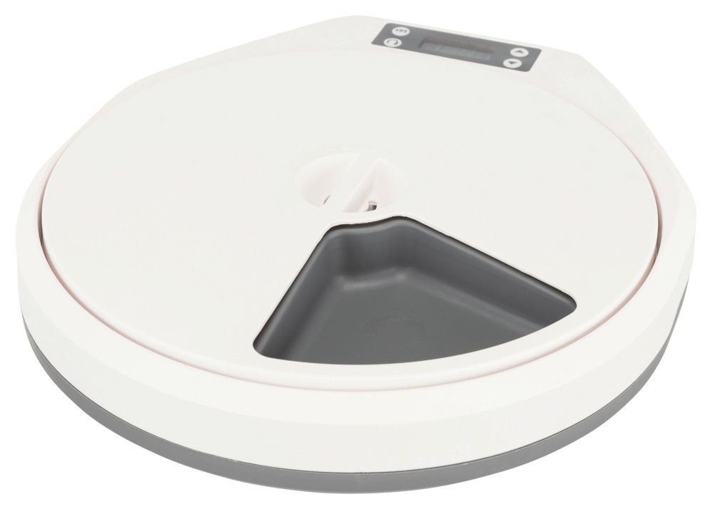 Trixie TX5 Distributore Automatico di Cibo per Cani e Gatti - 5 x 240 ml, Timer Programmabile, Adatto per Alimenti Secchi e Umidi, Facile da Pulire